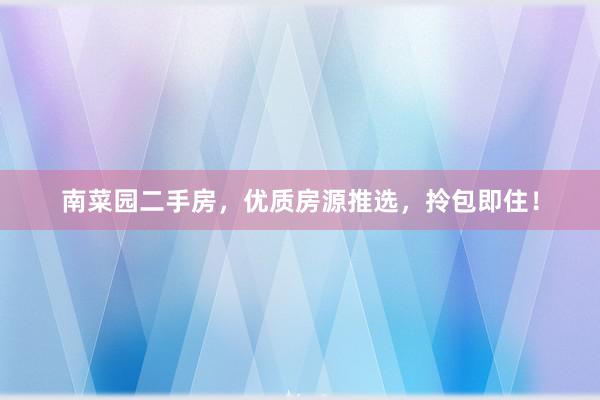 南菜园二手房，优质房源推选，拎包即住！